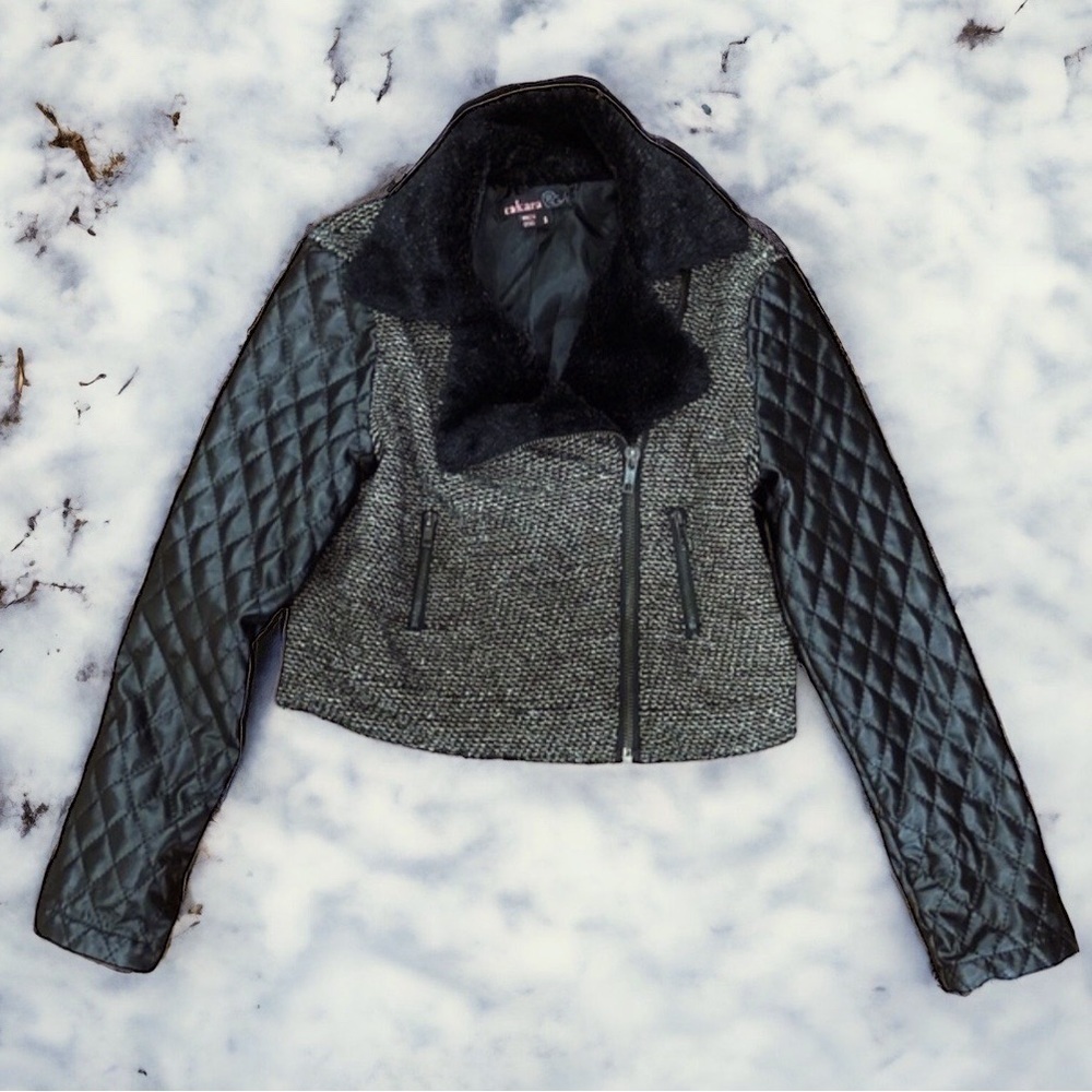 GIRLS TAKARA MOTO JACKET FAUX FUR LEATHER